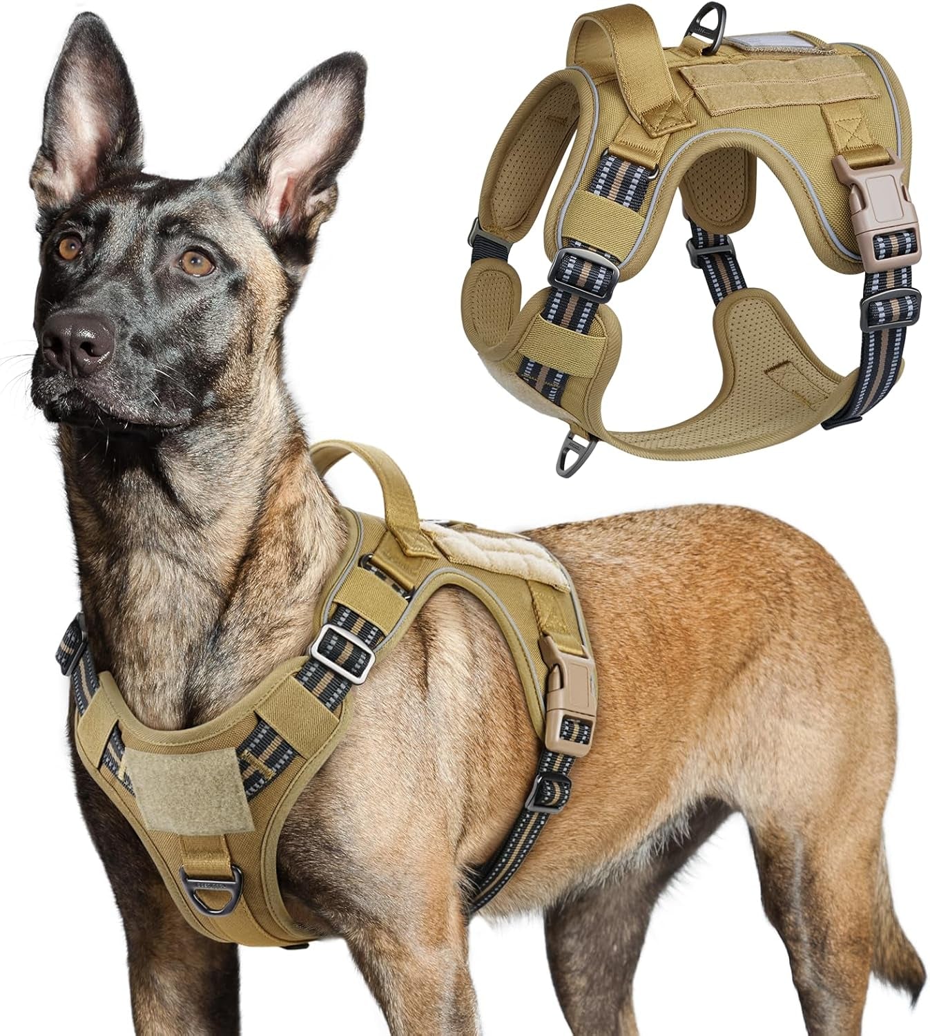 No-Pull Tactical Dog Harness MOLLE Vest for Medium & Large Dogs