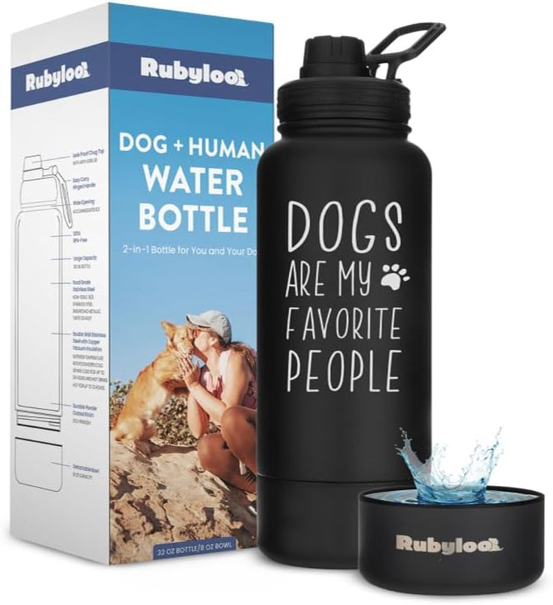 Dog Mom Water Bottle 32oz Insulated Stainless Steel with Dog Bowl Travel