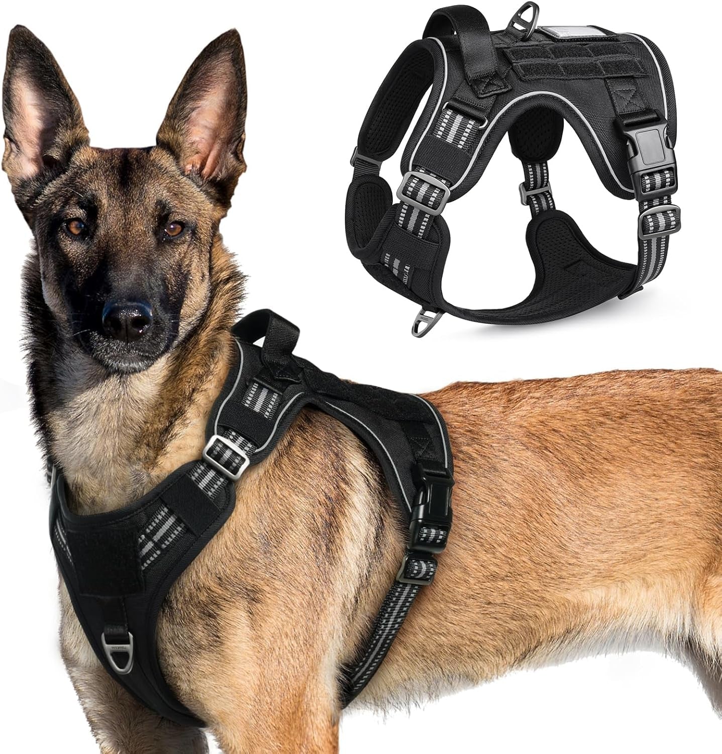 No-Pull Tactical Dog Harness MOLLE Vest for Medium & Large Dogs