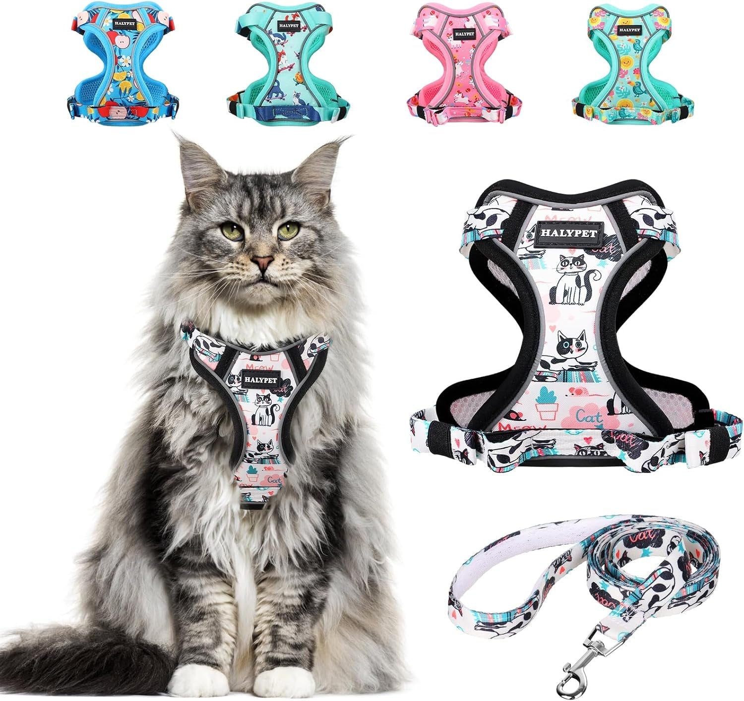 Cat Harness and Leash Set Escape Proof Reflective Adjustable Vest