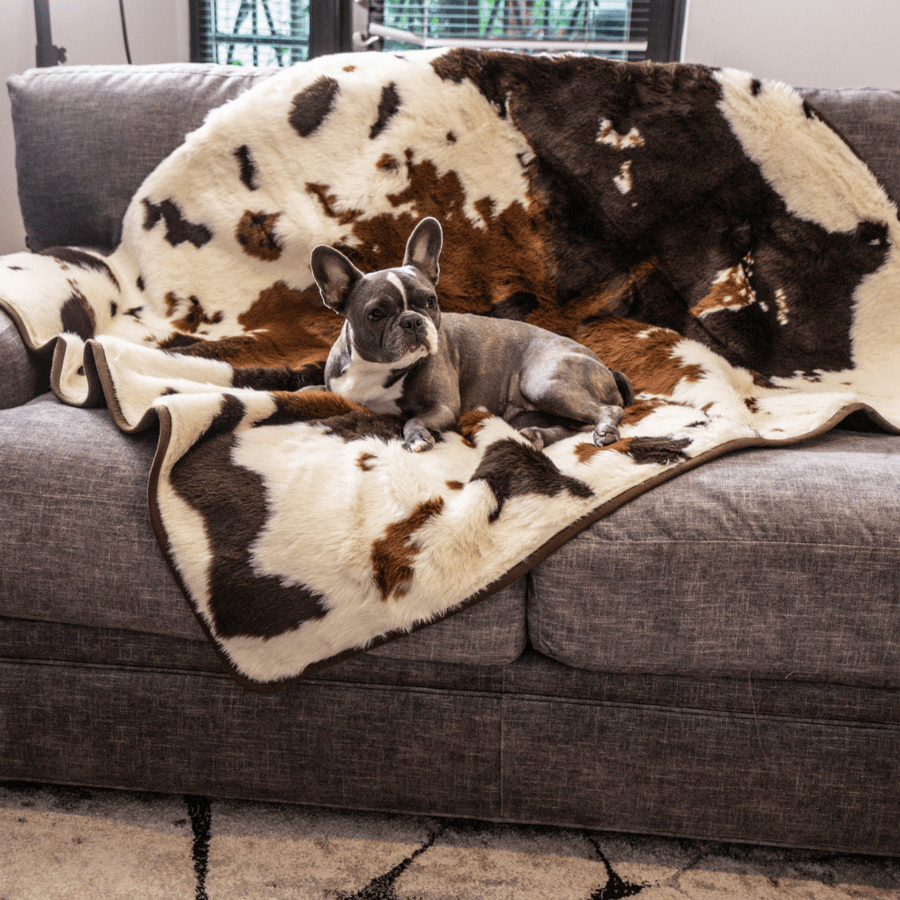 PupProtector Waterproof Throw Blanket - Brown Faux Cowhide