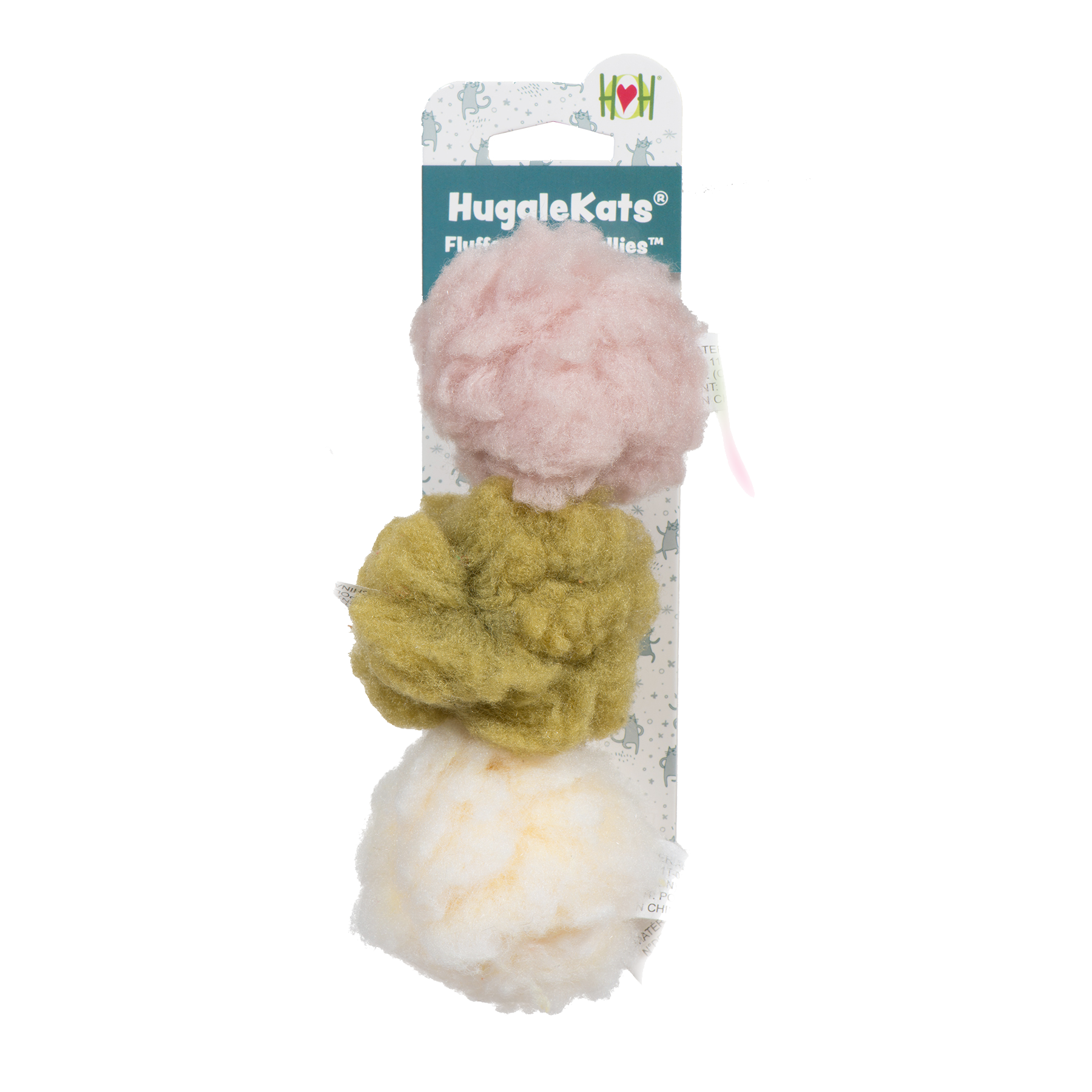 HuggleKats® FlufferFleece Ballies Plush Cat Toys, 3 Pack