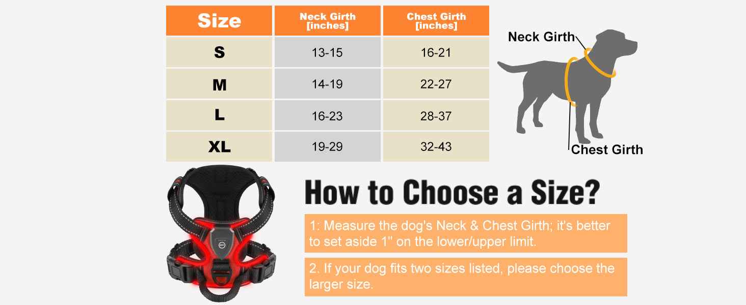 Rechargeable LED No-Pull Dog Harness Vest for Night Safety
