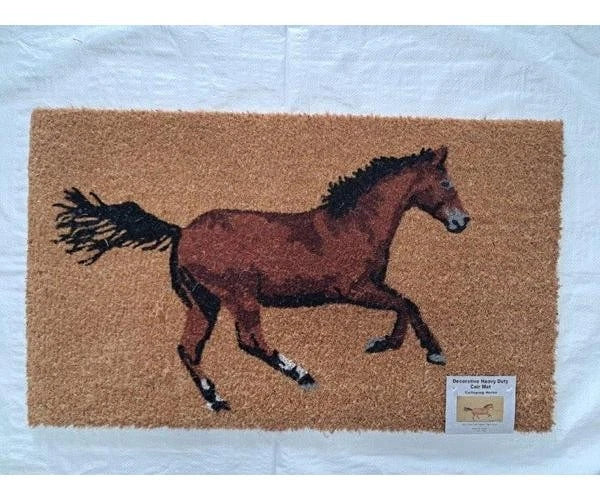 Horse Entrance Decor Bundle Coco Coir Horse Mat & Horse Head Door Latch