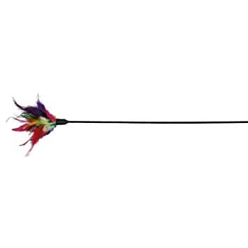 Dog Trust Interactive Cat Teaser Wand Cat Worm Feather Toys With Loud Bell Sqeeze Sound Long Wand For Cat And Kitten