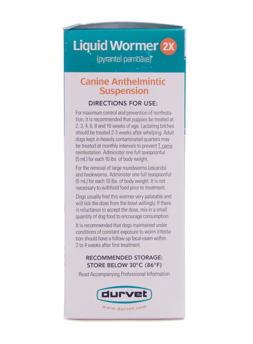 Puppy Dog Durvet Liquid Wormer 2x Puppies Adult Dogs 8 Oz. Hookworms Roundworms Safe