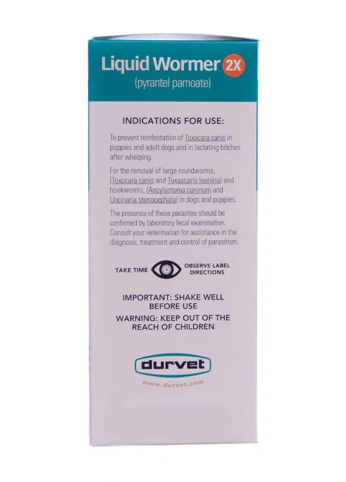 Puppy Dog Durvet Liquid Wormer 2x Puppies Adult Dogs 8 Oz. Hookworms Roundworms Safe