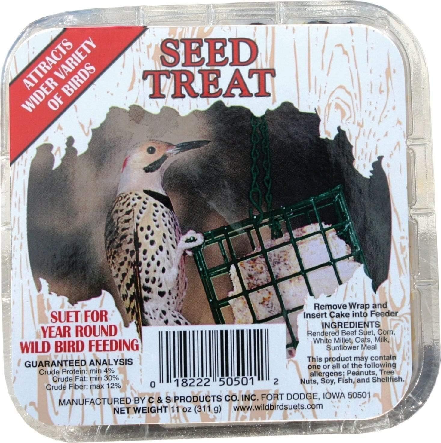 C&S Wild Bird Suet Seed Treat 11 oz Premium Suet Cake Year-Round Feeding