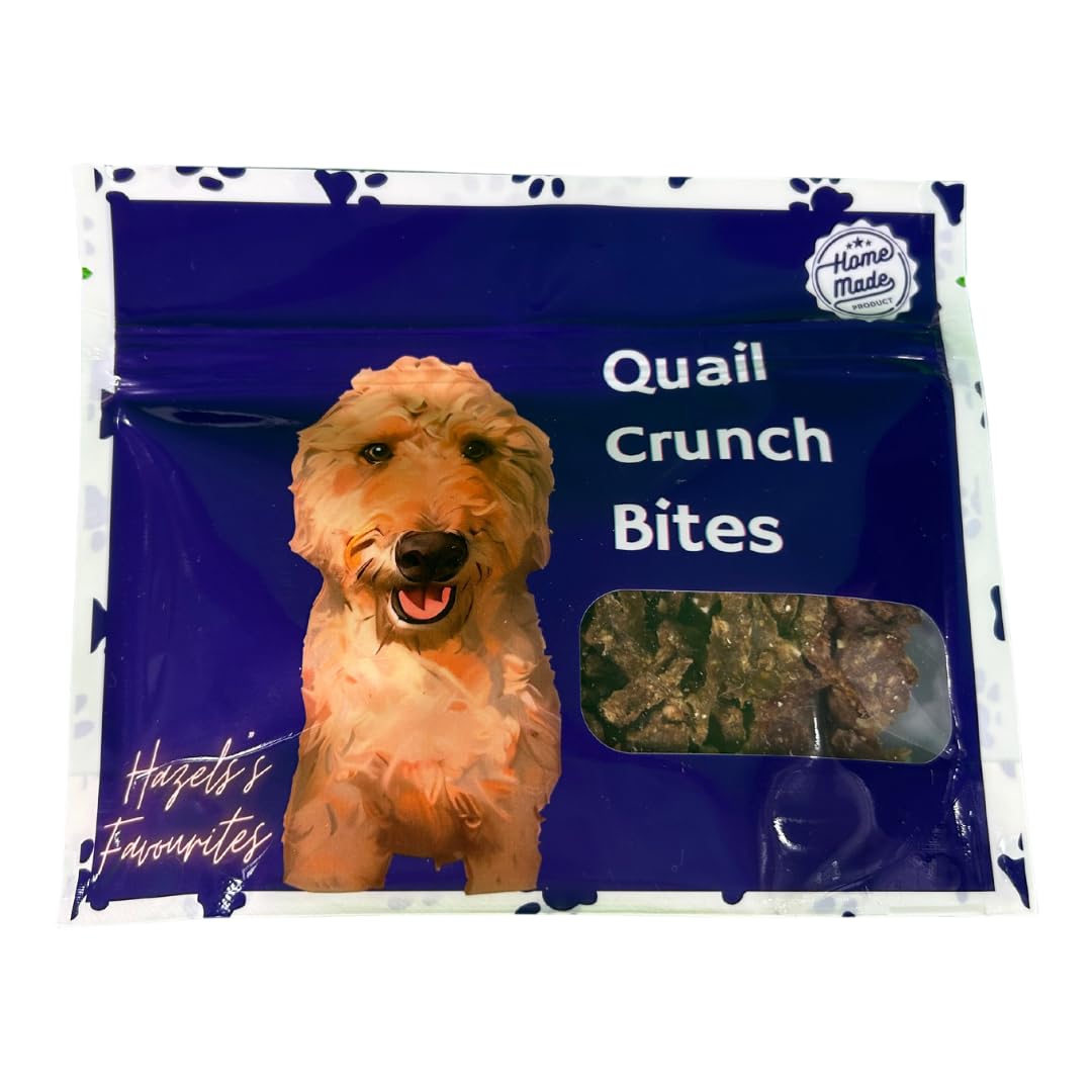 Quail Crunch Bites: Gourmet Dehydrated Dog Treats with Quail Meat & Shells | Premium Healthy Dog Treats for Training | Organic Ingredients for a Happy Palate