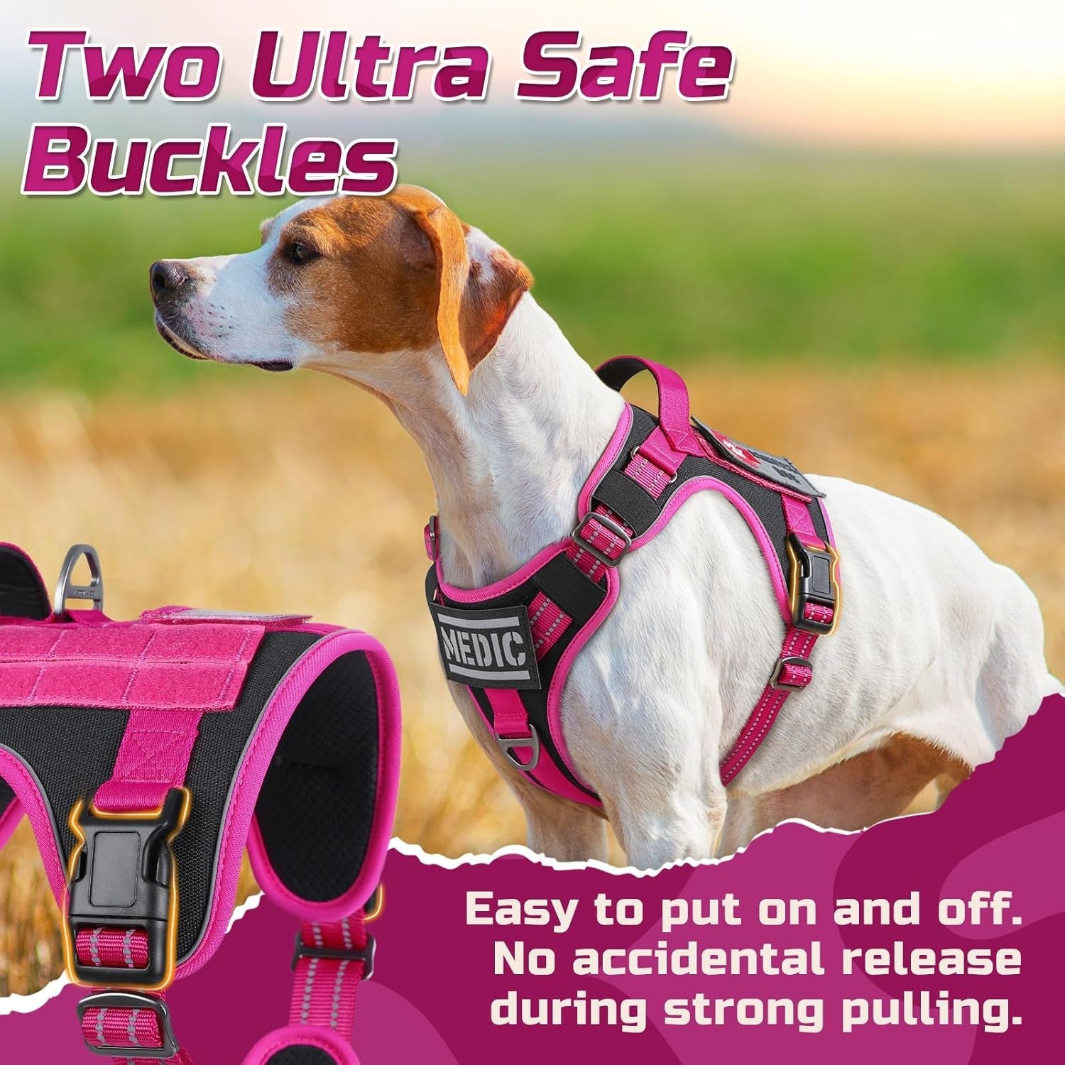 No-Pull Tactical Dog Harness MOLLE Vest for Medium & Large Dogs