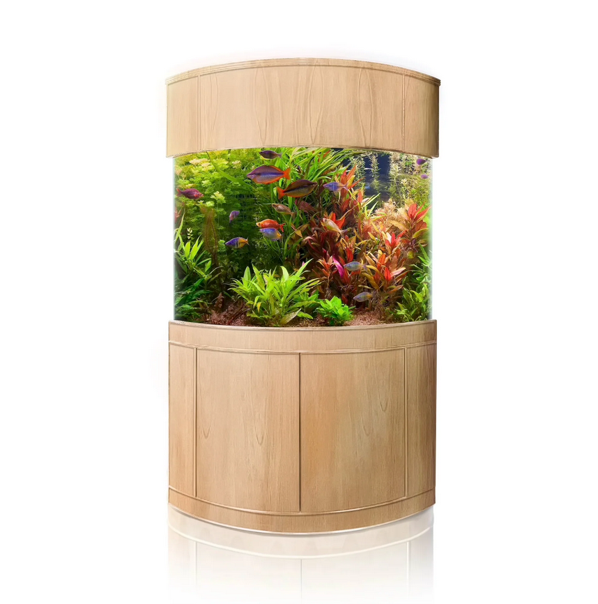 WARRANTY INCLUDED!155 gallonGLASS corner aquarium fish tank wood stand GoldenOak