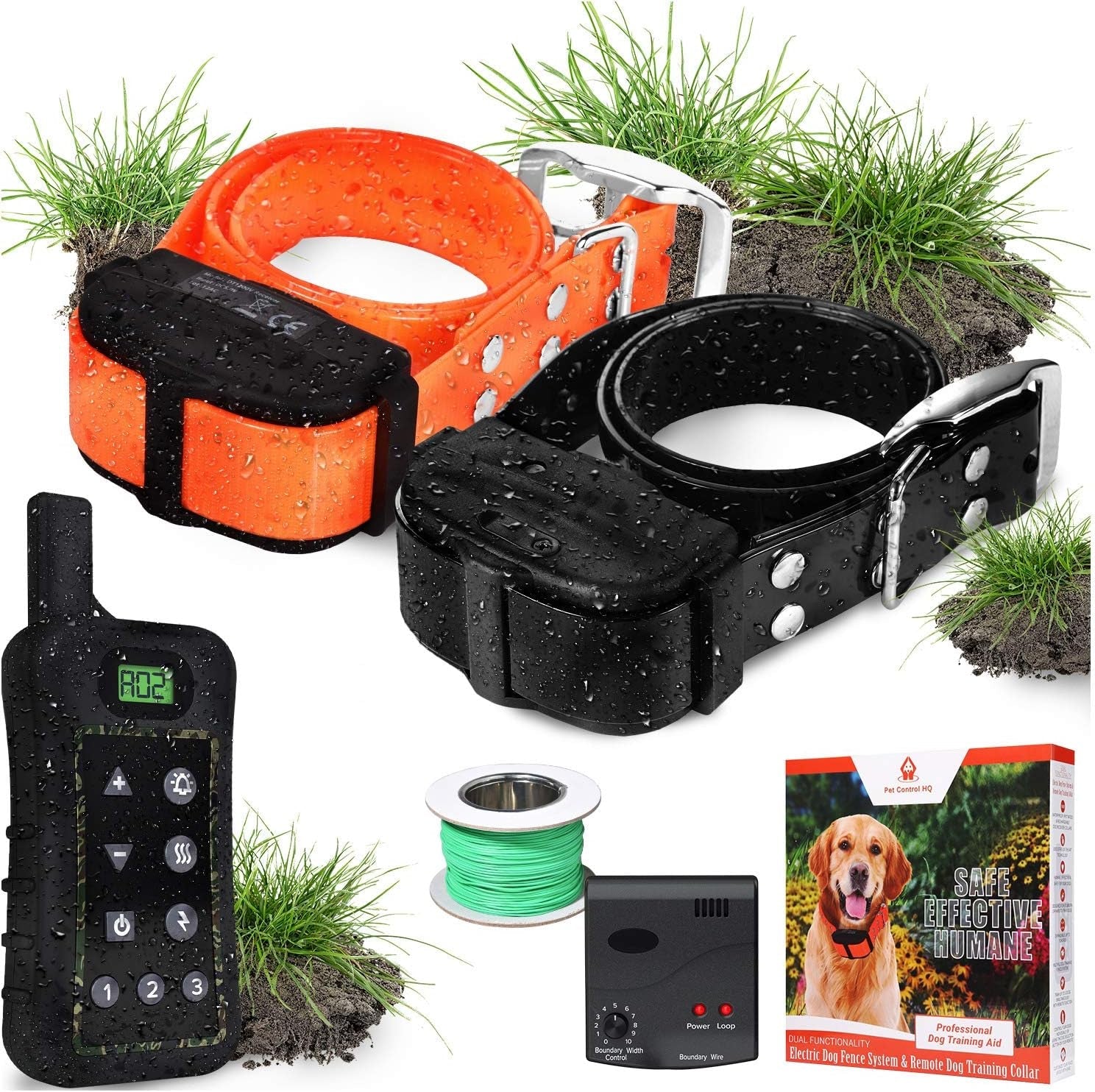 Wireless Dog Fence System Electric Collar Remote Underground 2 Dogs