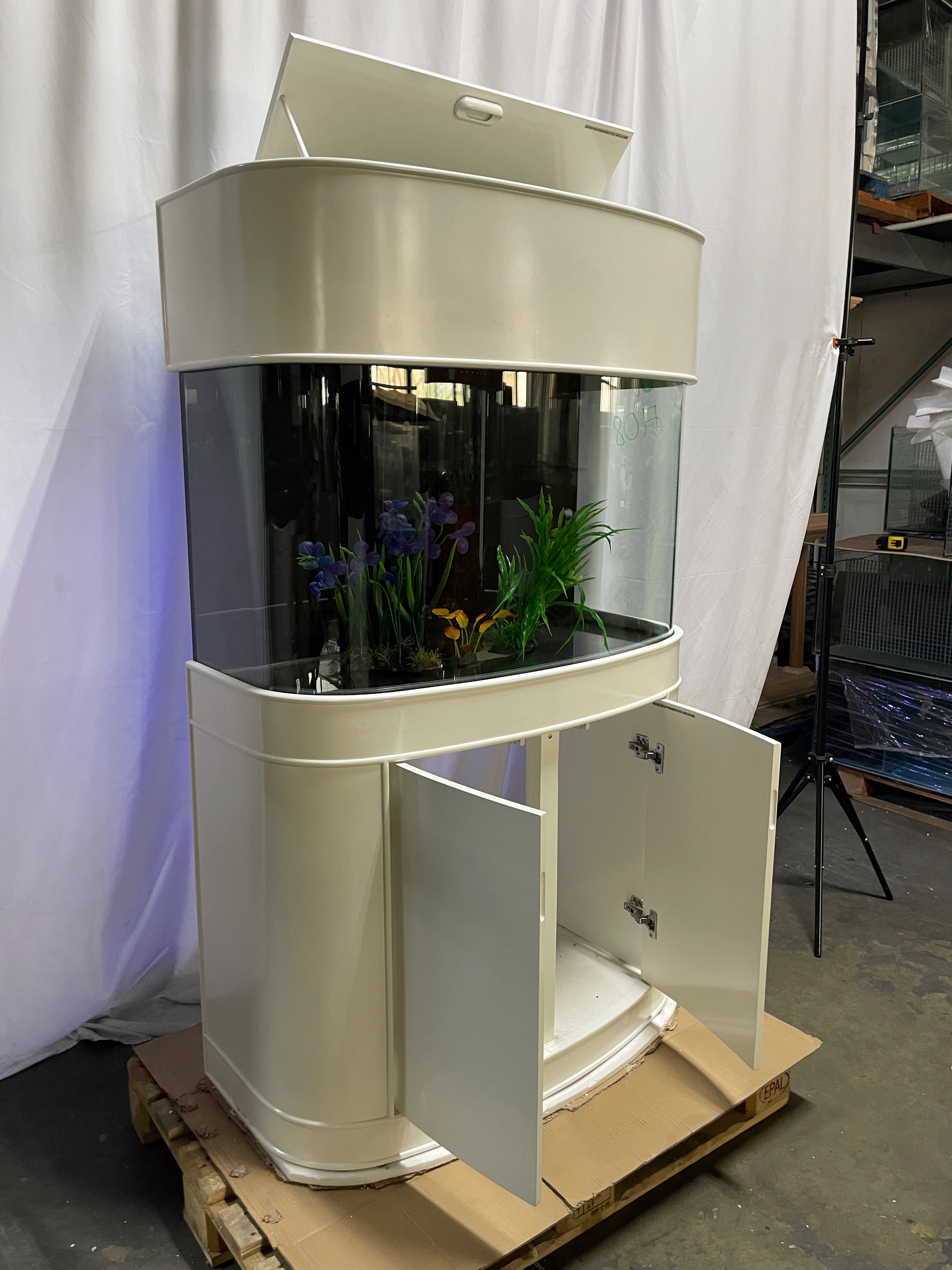 70 gallon GLASS bow front aquarium fish tank set display model