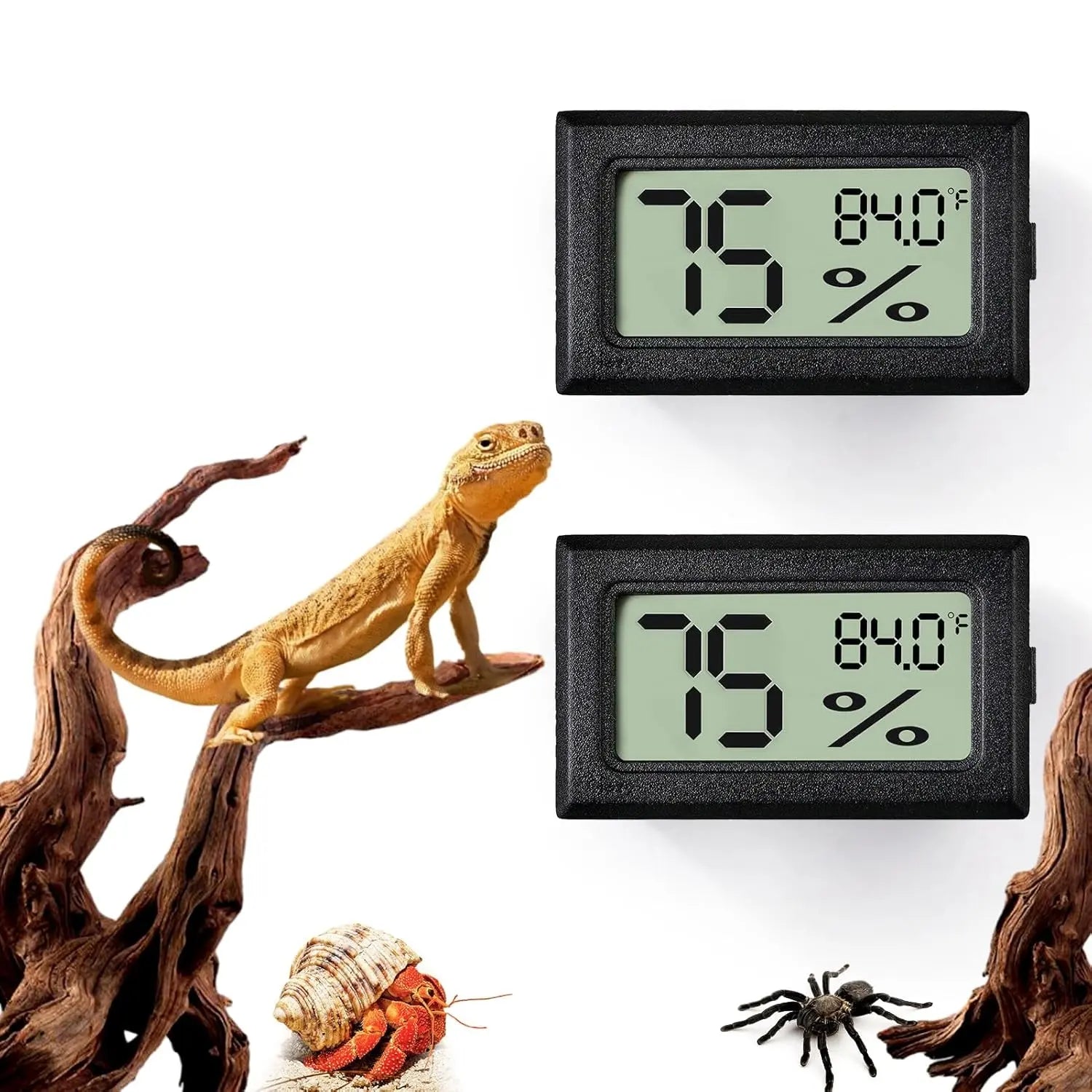 2 Pack Reptile Thermometer Hygrometer Digital Tank Gauge Accurate