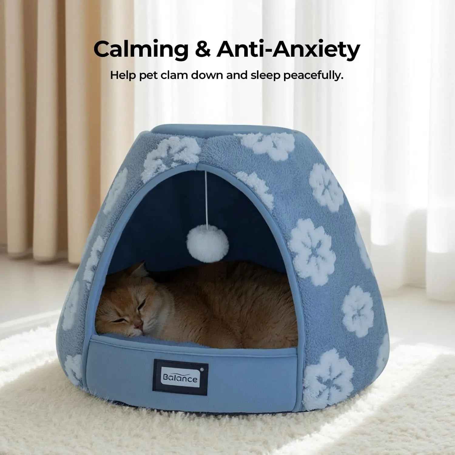 2-in-1 Plush Cat Cave Bed & Tent – 19-Inch