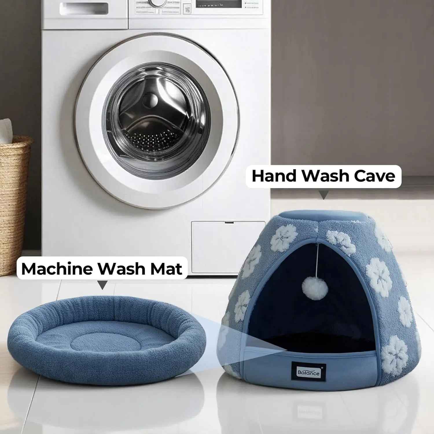 2-in-1 Plush Cat Cave Bed & Tent – 19-Inch