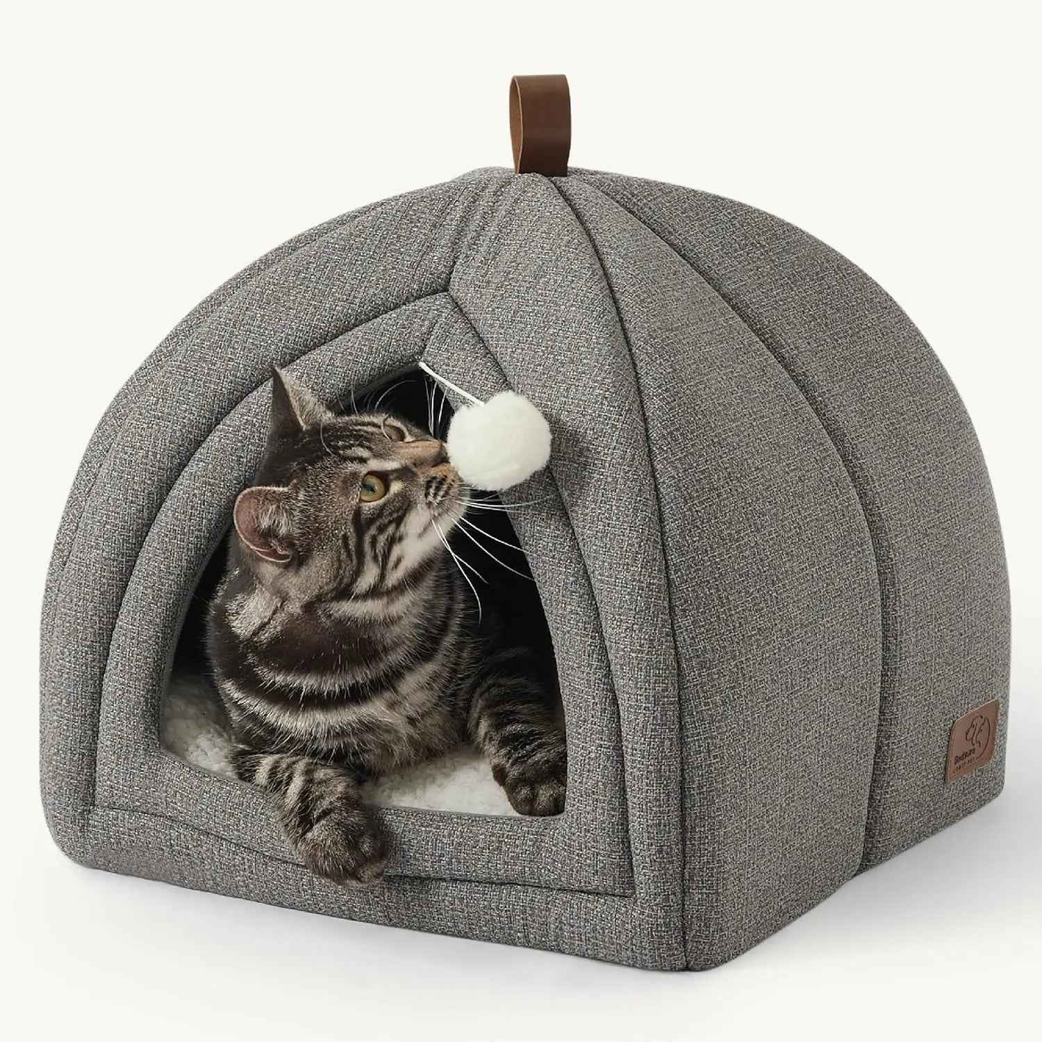 2-in-1 Cat Cave Bed – Foldable Indoor Tent with Washable Cushion