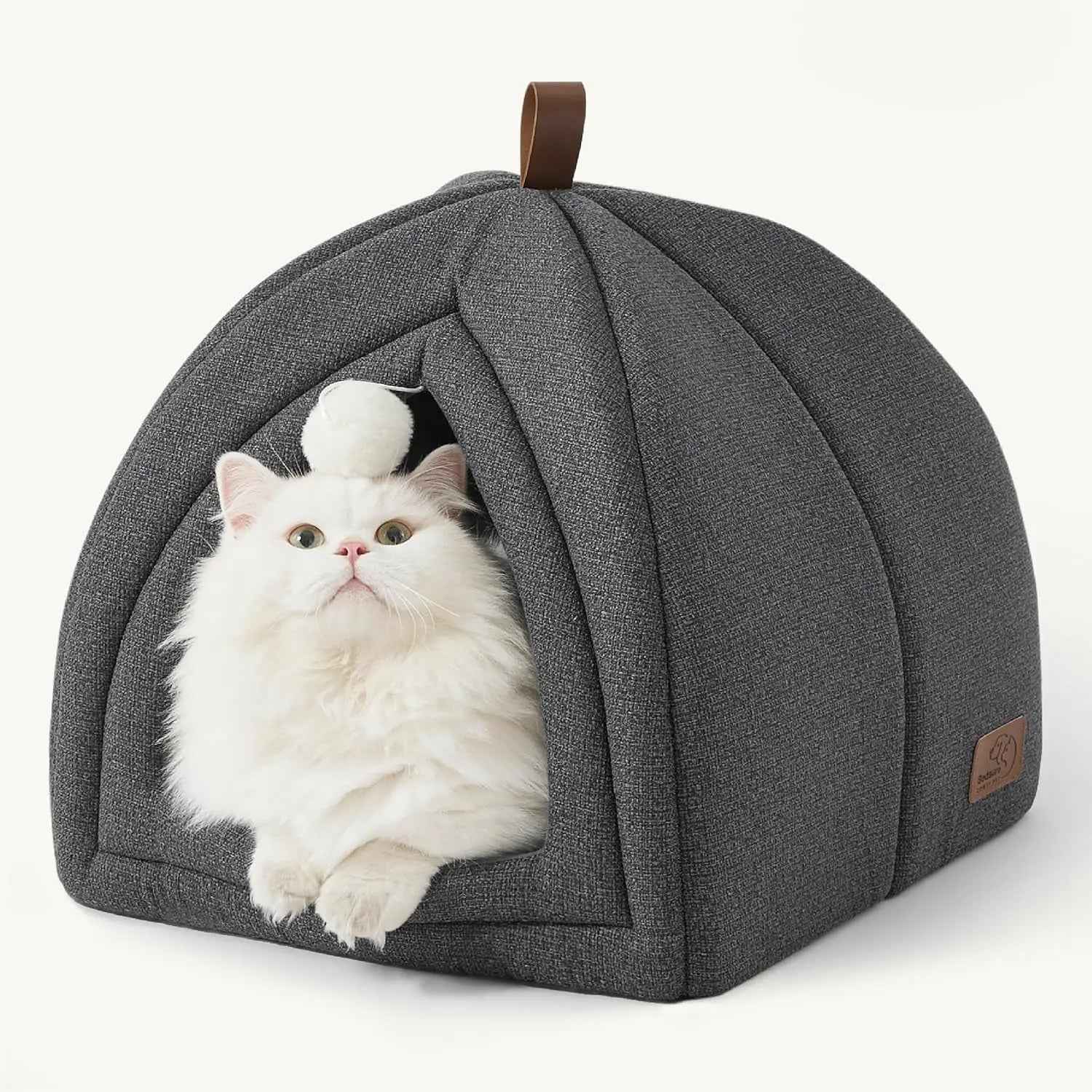 2-in-1 Cat Cave Bed – Foldable Indoor Tent with Washable Cushion