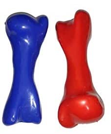 Woofy Natural Rubber Bone Chew Toy For Dog , Puppy Teething Toy, 4 Inches, 2 Pcs Colour May Vary