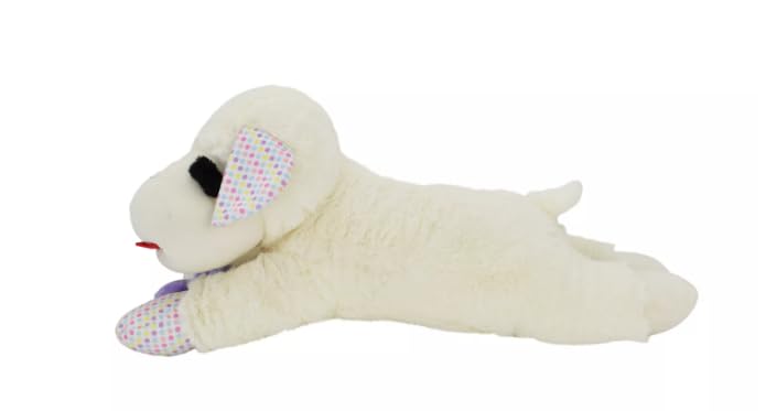 Multipet Jumbo Spring Flower Lamb Chop with Polka Dot Ears and Paws Plush Squeaker Dog Toy - 24