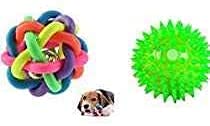 4EVER Sound Ball with LED LightUP Spike Squeaky Ball for Dogs & Puppies Toy/ Dog Would Enjoy Playing with It.  Large (Set of 2
