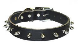 Omnipet Spiked & Studded Latigo Leather Dog Collar, Black, 3/8' X 10'
