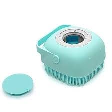 Woofy Pet Grooming Brush Bath Brush  Pet Massage Brush Shampoo Dispenser, Soft Silicone Brush Rubber Bristle for Dogs and Cats