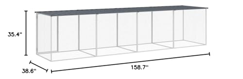 vidaXL Chicken Cage with Roof Anthracite 158.7x38.6x35.4 Galvanized Steel