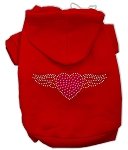 Pet, Dog & Cat Hoodie Rhinestone, "Aviator" Red 3XL (25-35 lbs.)