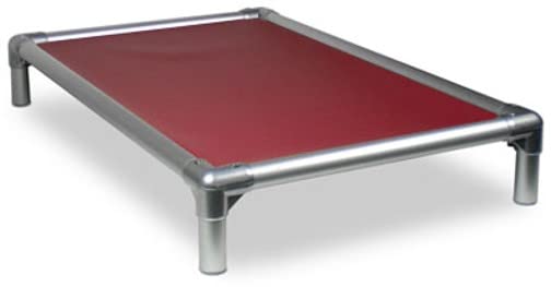 Kuranda Chewproof Bed - Silver Aluminum - 30'' x 20'' - Heavy Duty Vinyl - Burgundy