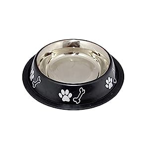D&C Paws Heavy Duty Round Shape Single Bowl Stainless Steel Dinner Food Bowl With AntiSlip Mat Ideal For Home Feeding Food Dog 