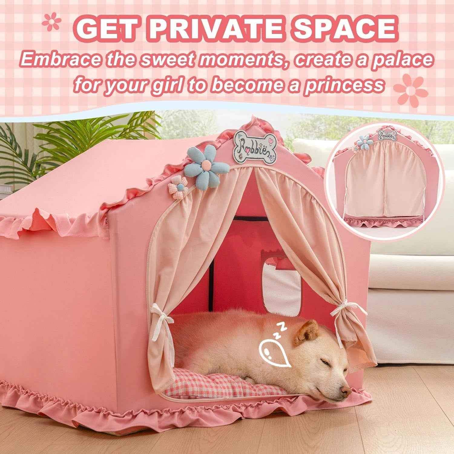 Indoor Dog House Tent Bed Soft Washable Foldable Cave For Small and Medium Dogs