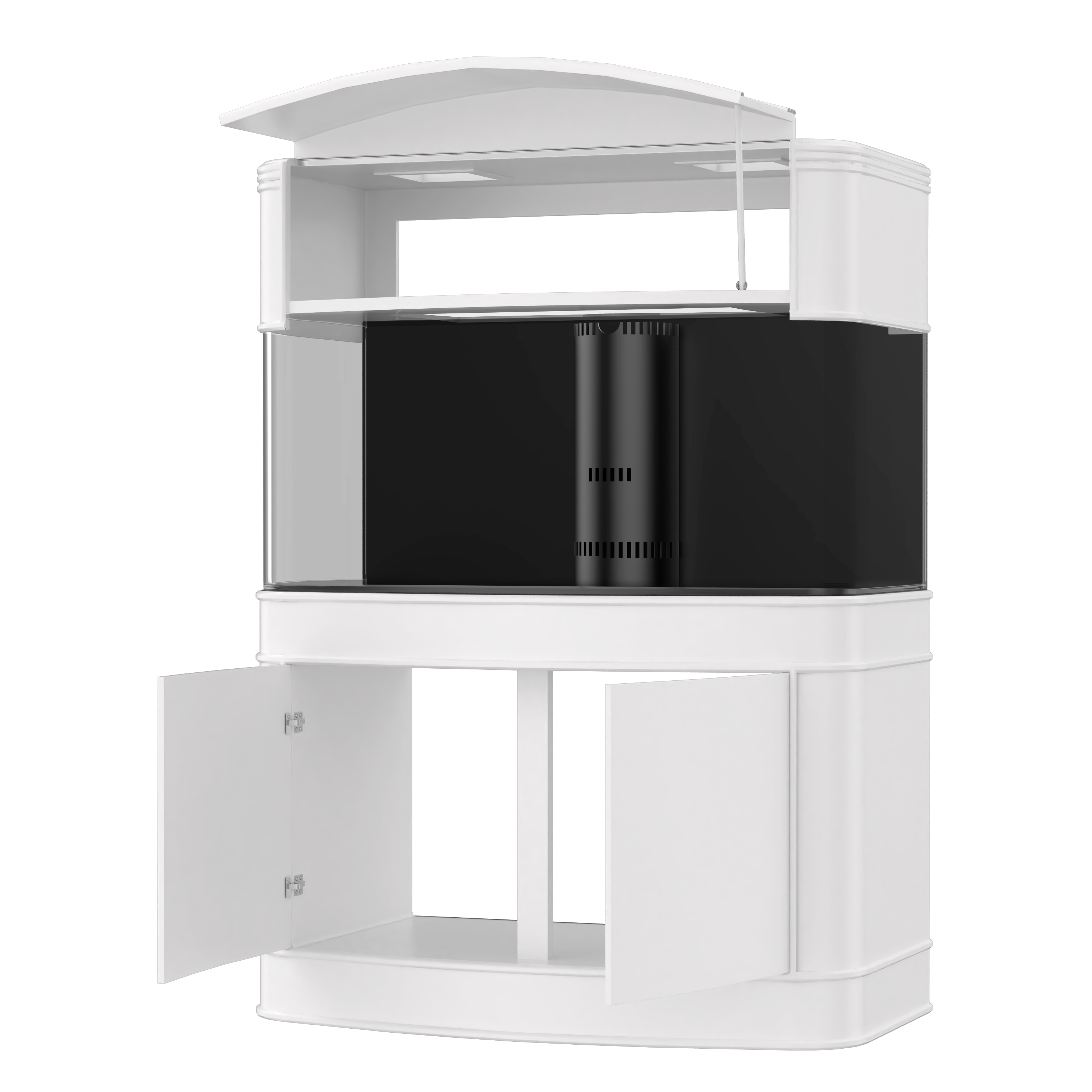 SLEEK 215 Gallon Seamless Glass Bowfront Reef-Ready Aquarium in Black Real Wood Furniture