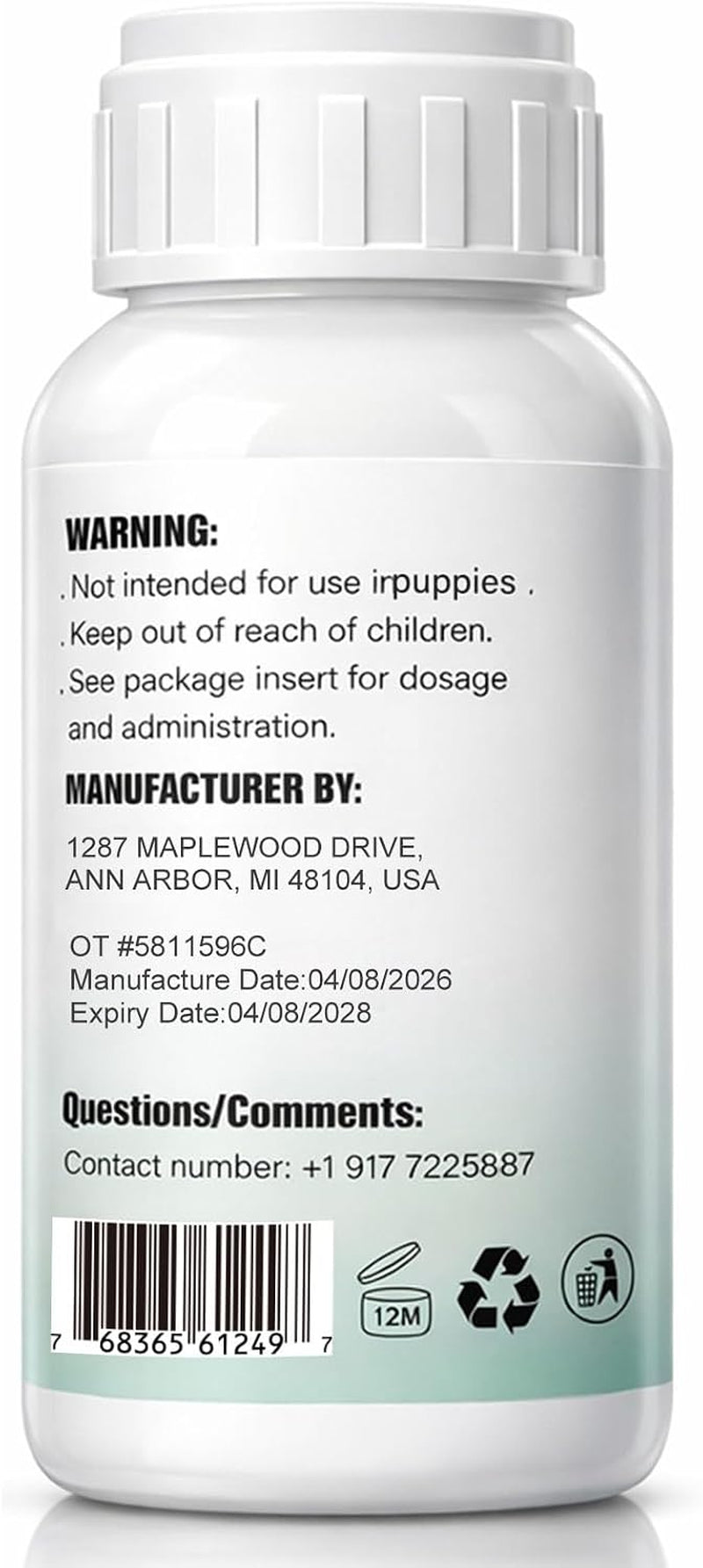 Liquid Dog Dewormer Hookworms Roundworms Lungworms Pinworms 120ml