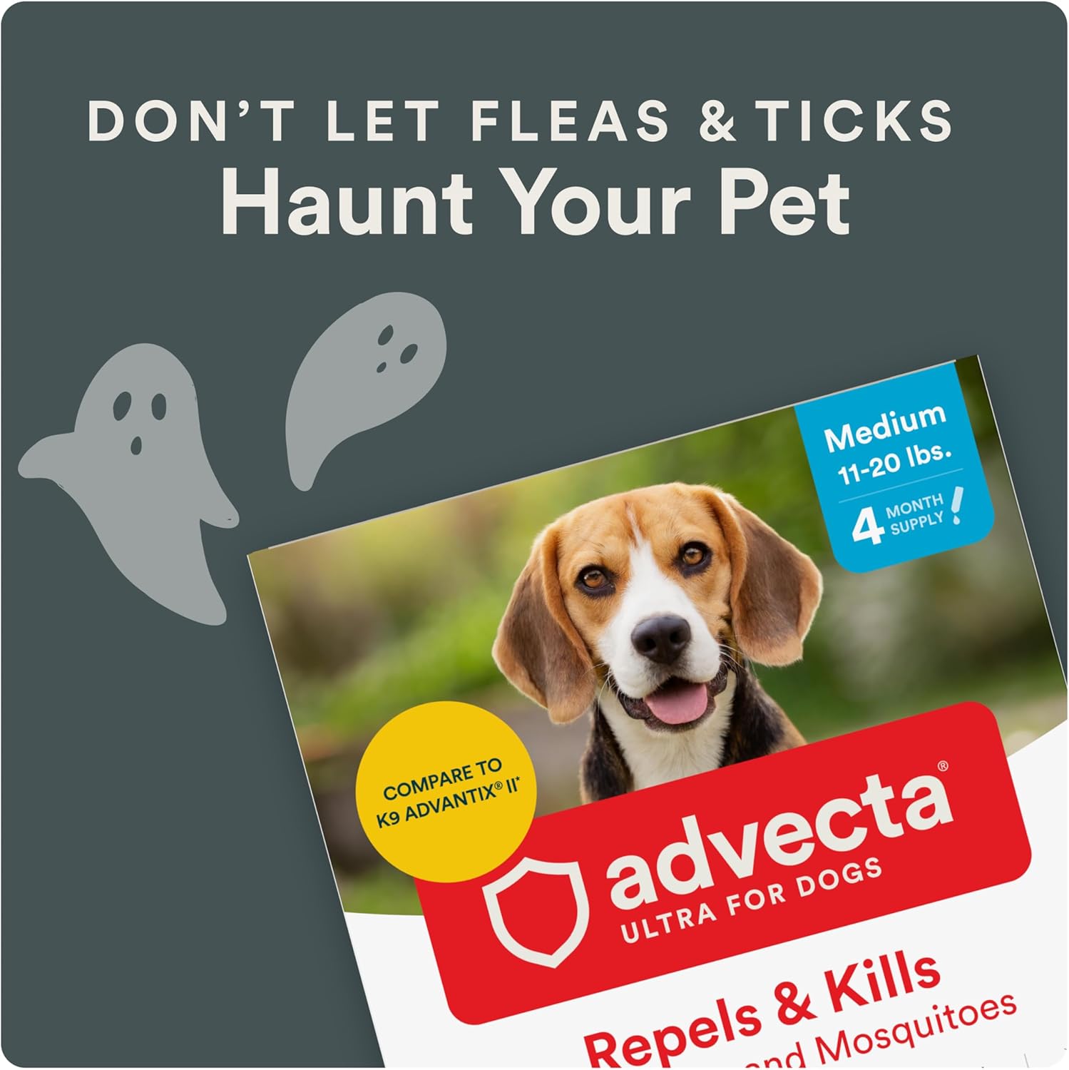 Advecta Ultra Flea Tick Dogs Medium 4 Month Supply Waterproof Topical Kills Fast