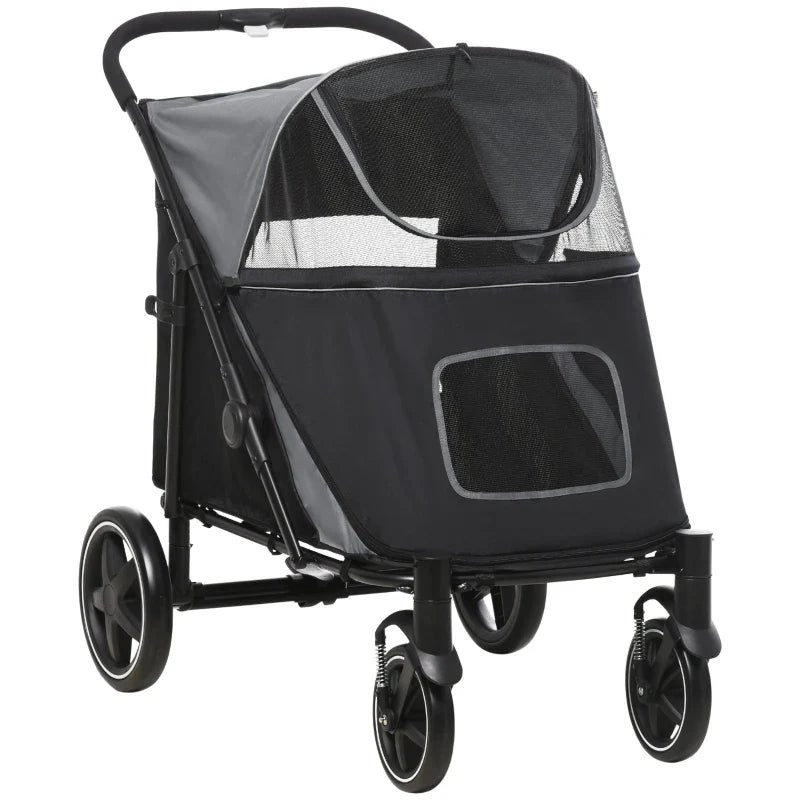 One-Click Foldable Stroller for Large Medium Small Dogs, Pet, Cats with Storage
