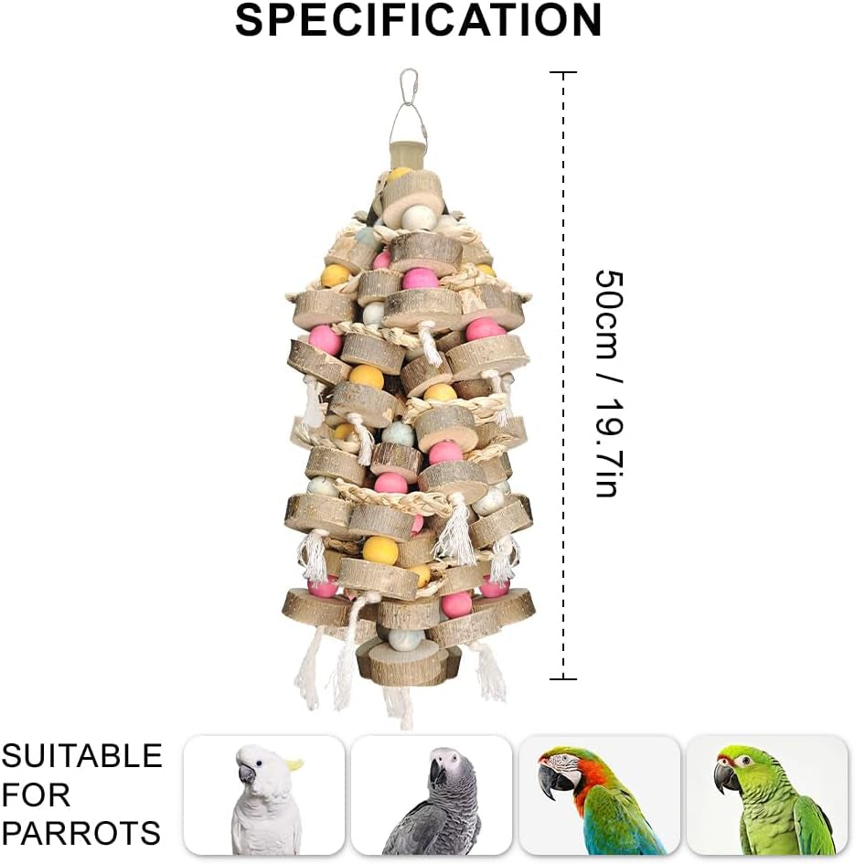 Large Bird Toy Bundle Parrot Chew Toys Natural Wood Cotton Macaw Cockatoo