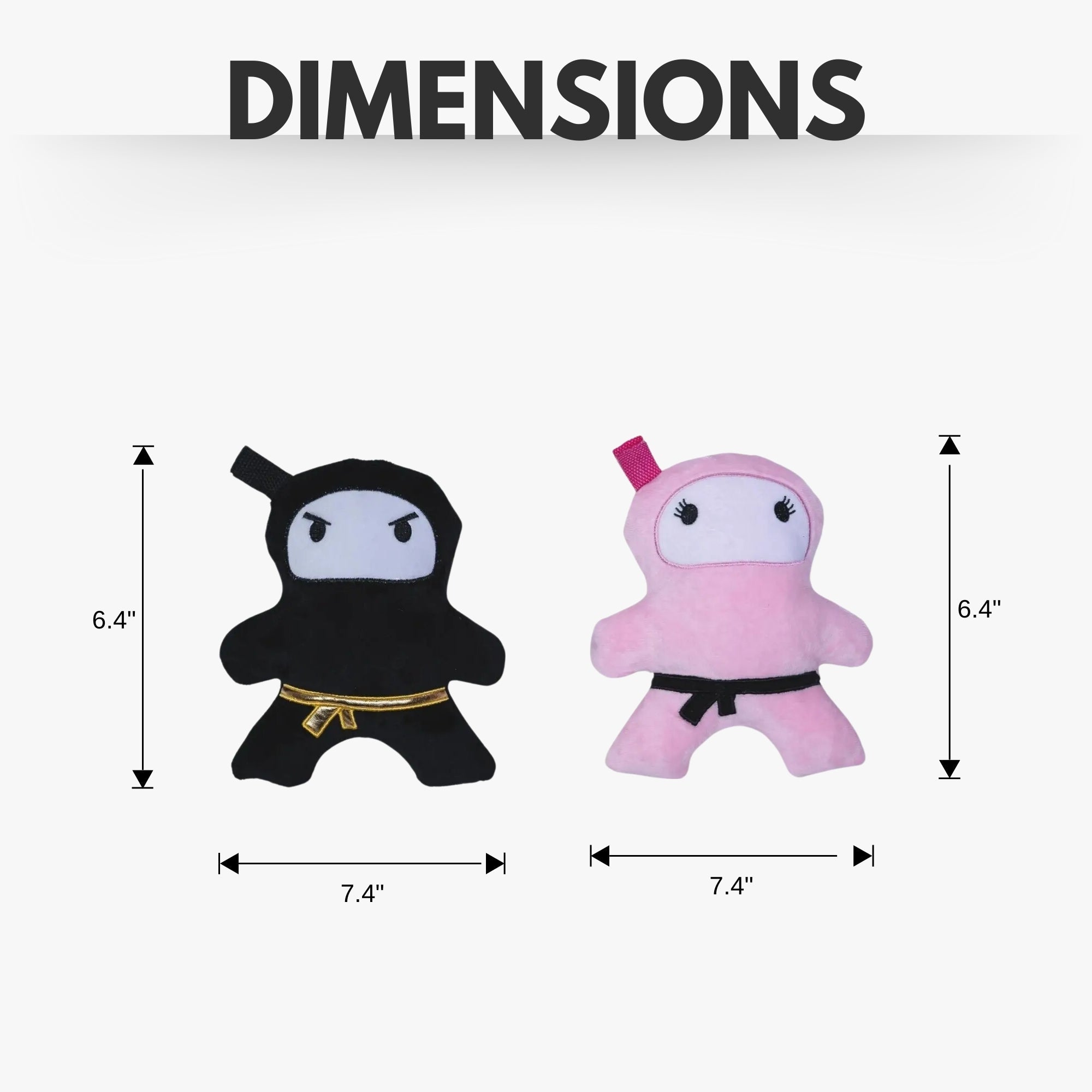 Pink & Black Ninja Plush Dog Toy Set, Squeakers & Crinkle Paper