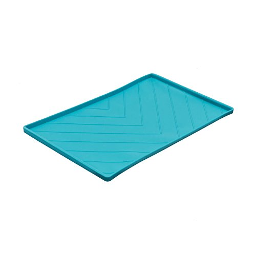 Messy Mutts Dog Silicone Mat Metal Rods Blue Medium