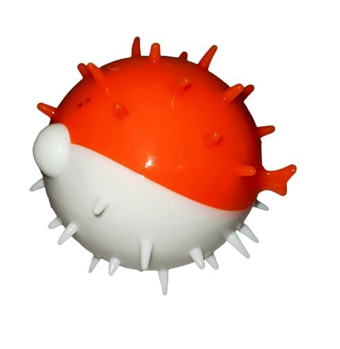 Kspups Angry Puffer Fish Shape Squeaky Ball | Interactive Spiky Chew Toy For Puppies | Fun Teeth Cleaning & Play Toy For Small D