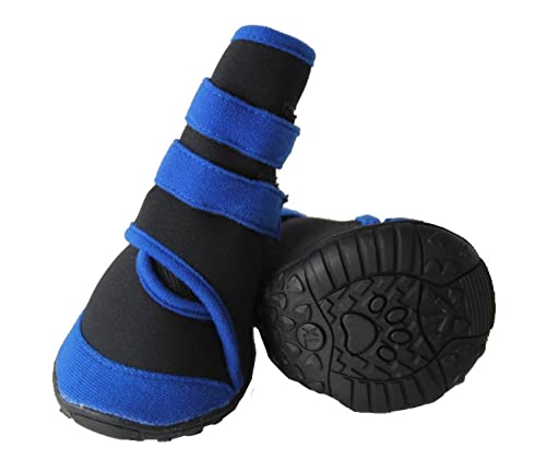Pet Life Ankle Supportive Neoprene Stretch Premium Grip Pet Dog Shoes Boots Booties - Set Of 4, Small, Black/Blue