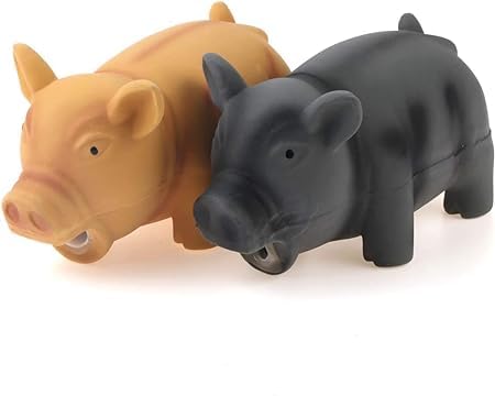 D&C PAWS Pig Toy for Dogs, Latex Rubber Cube Squeeze Grunting Sound, Interactive Play Toy (Color May Vary) Pack of 1 Pc.
