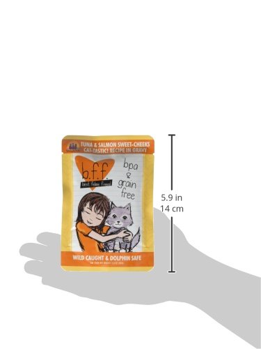 Weruva B.F.F. OMG - Best Feline Friend Oh My Gravy!, Tuna & Salmon Sweet Cheeks with Tuna & Salmon in Gravy Cat Food, 3oz Pouch