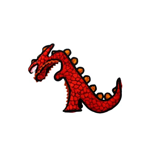 TUFFY Junior Dinosaur Destructosaurus Dog Toy - Durable, Interactive, Machine Washable, Red, Perfect for Tug, Toss & Fetch