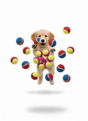 Ciko Puppies Tennis Rubber Dog Ball And Cat Balls All Toy Multi Color Red, Blue, Green, Yellow, Durable And Safe For Small Dogs 
