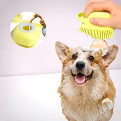 Rvpaws Pet Silicone Rubber Grooming Brush Puppy Massage Brush Hair Fur Grooming Cleaning Brush Soft Shampoo