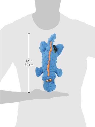 Godog Gators Squeaky Plush Dog Toy, Chew Guard Technology - Blue, Small