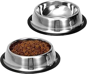 Chullbull Stainless Steel Extra Small Dog Bowl With Rubber Base For Small Puppies | Pets Feeder Bowl And Water Bowl Perfect Choi