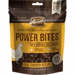Merrick Power Bites Soft & Chewy Dog Treats - Real Chicken Recipe 6 oz - Pack of 6