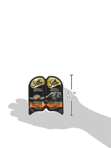 SHEBA PERFECT PORTIONS Cuts in Gravy Wet Cat Food Trays (12 Count, 24 Servings), Roasted Chicken Entr  e, Easy Peel Twin-Pack Tr